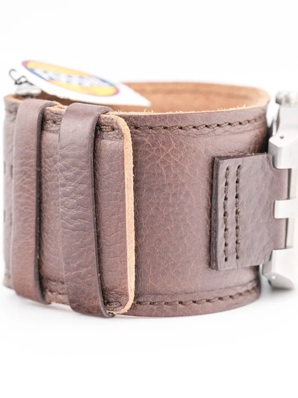 FOSSIL JR-1052 Brown Leather Cuff Quartz Analog Men's Watch Fresh Battery